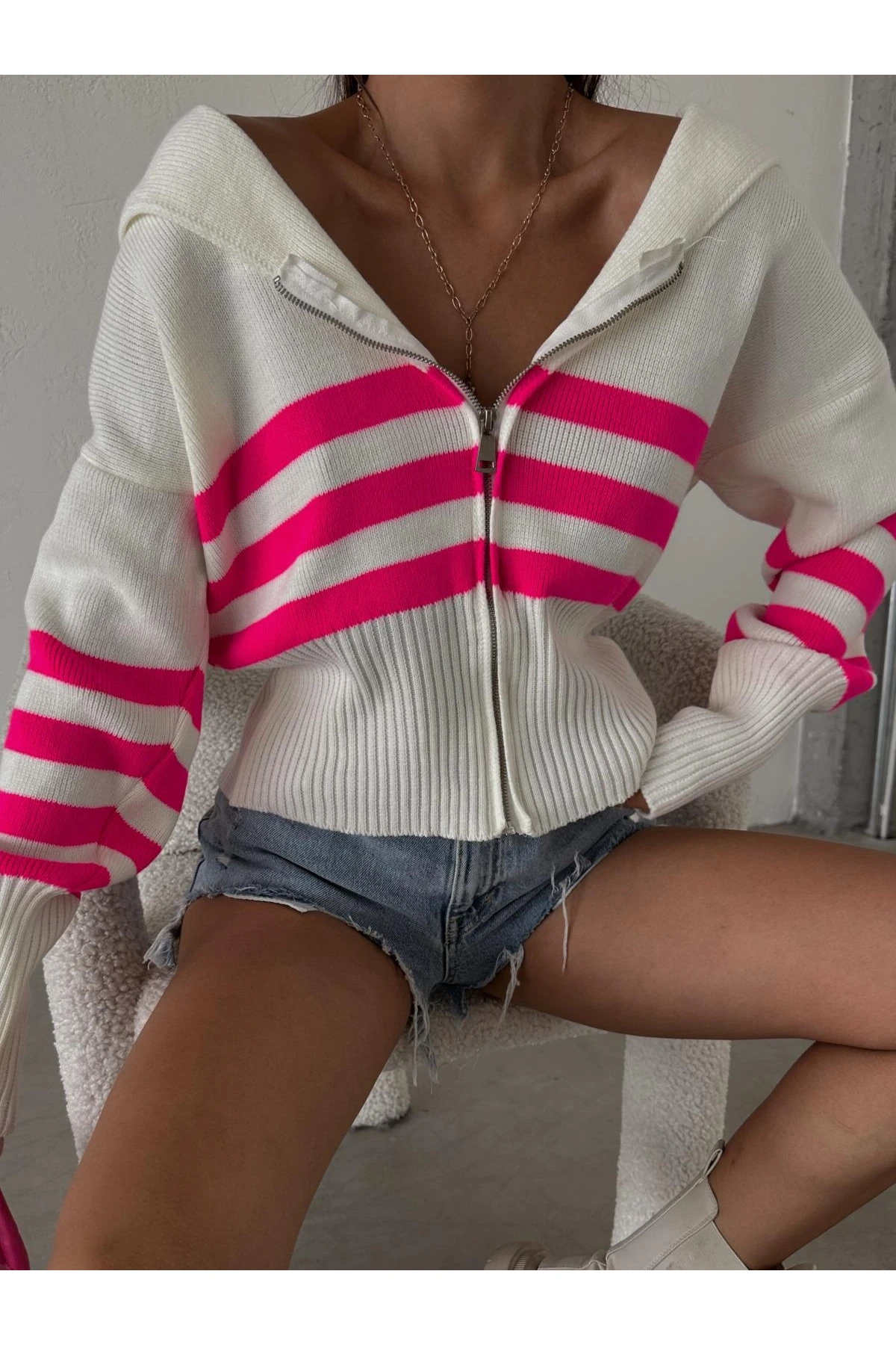 Z@R@ Model Fermuarlı  İpek Hırka     (5091)