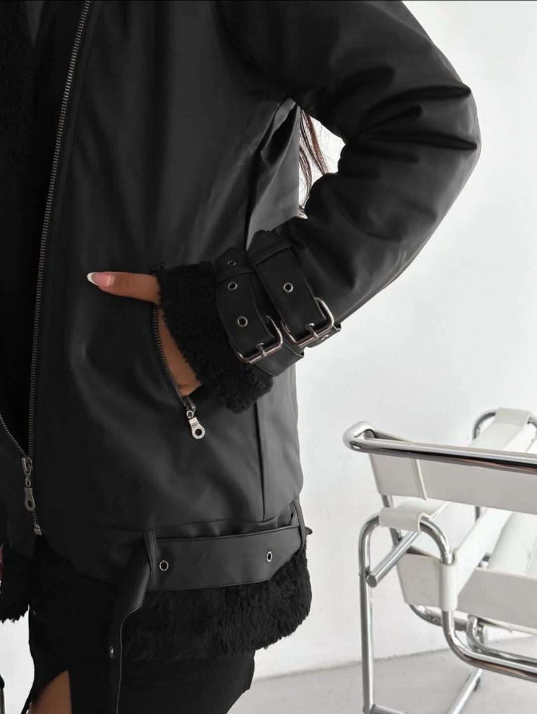 Z@R@ Model İçi Kürklü Deri Mont