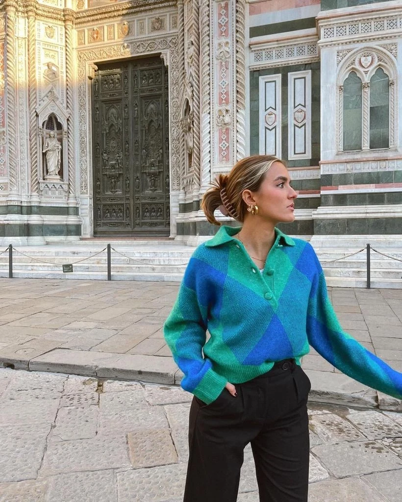 Z@R@ Model Polo Yaka Blok Desen Kazak