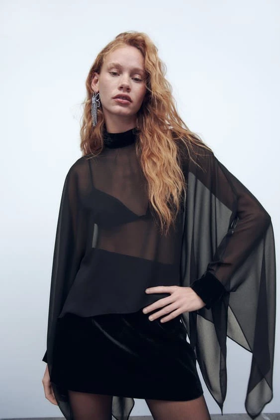 Z@R@ Model Tül Bluz