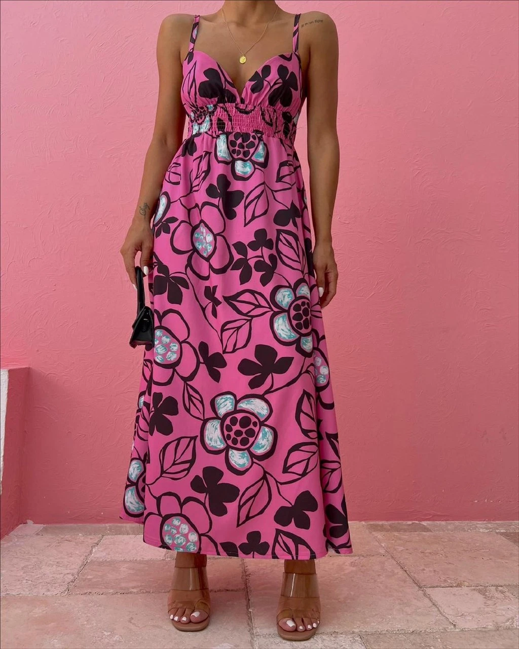 Z@R@ Poplin Kumaş Maxi Çiçekli Elbise