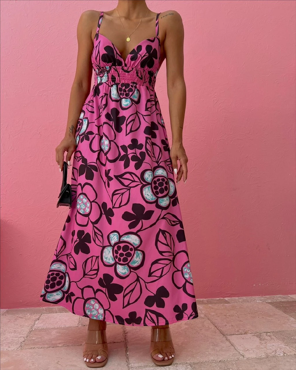 Z@R@ Poplin Kumaş Maxi Çiçekli Elbise