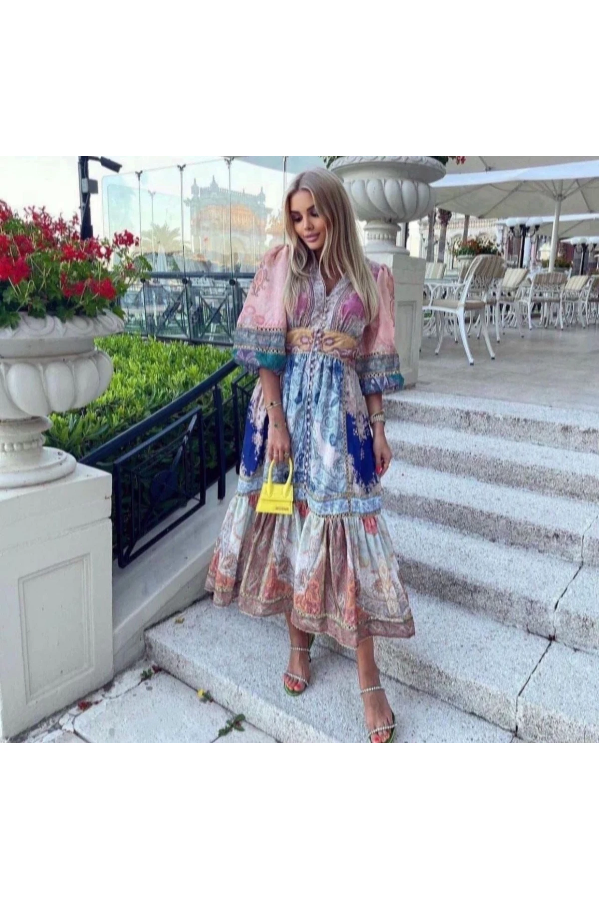 Zimmerman Desen Baskılı  Elbise İthal Krep Kumaş