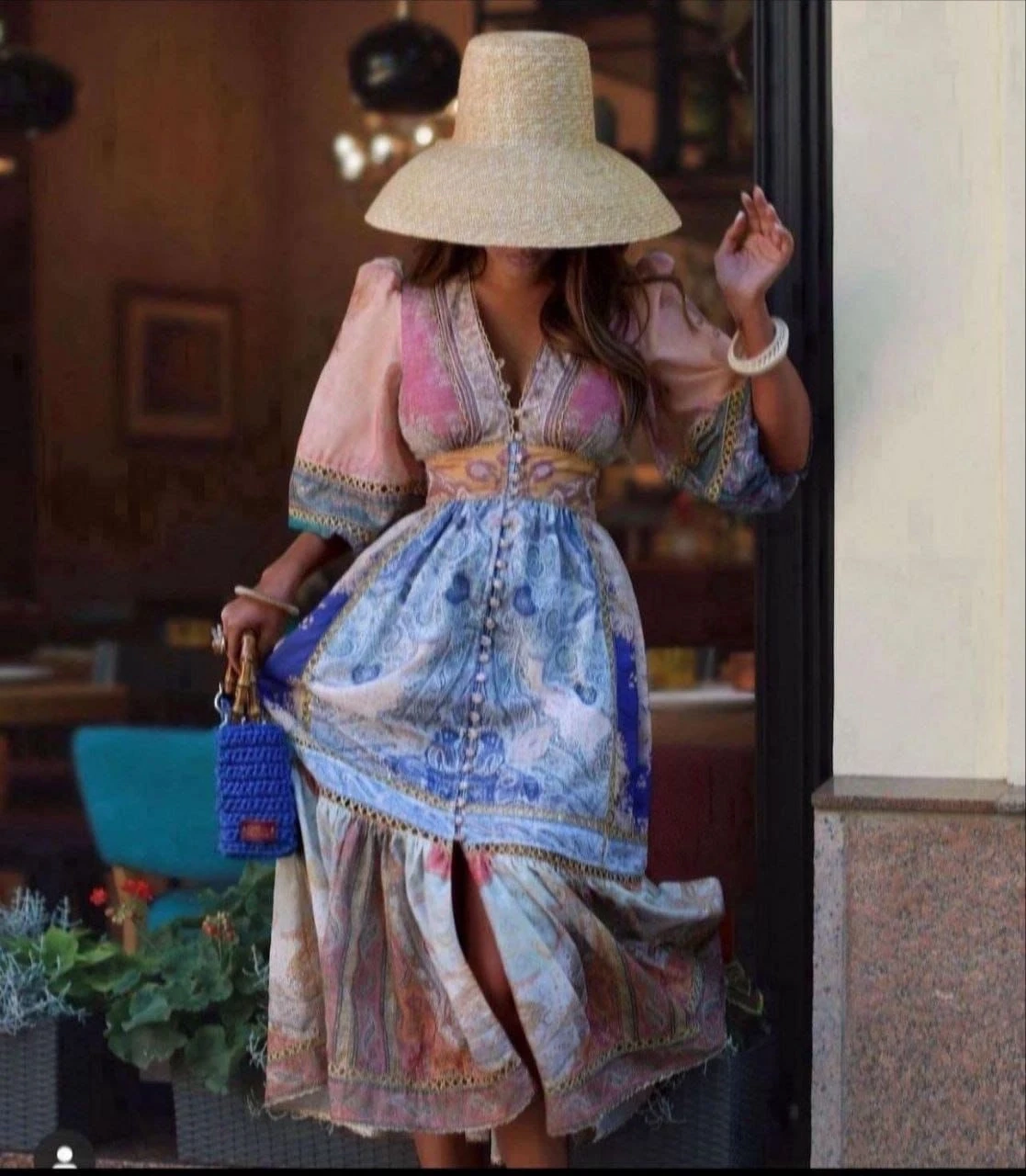 Zimmerman Desen Baskılı  Elbise İthal Krep Kumaş