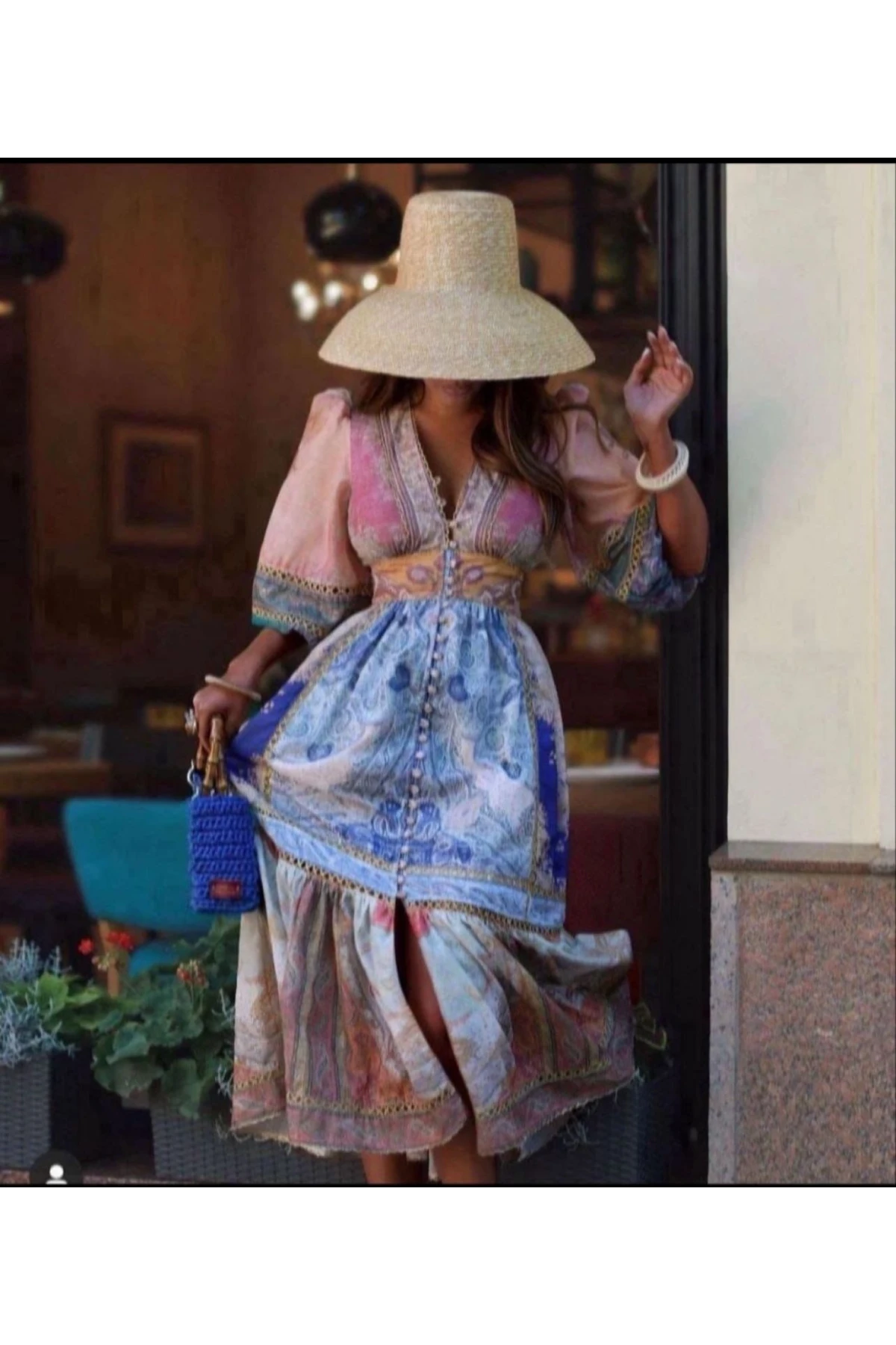 Zimmrmn Desen Baskılı  Elbise İthal Krep Kumas