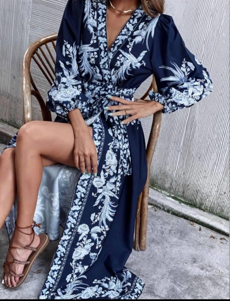 Zmmrman Desen Anvelop Klos Elbise İthal Krep Kumas