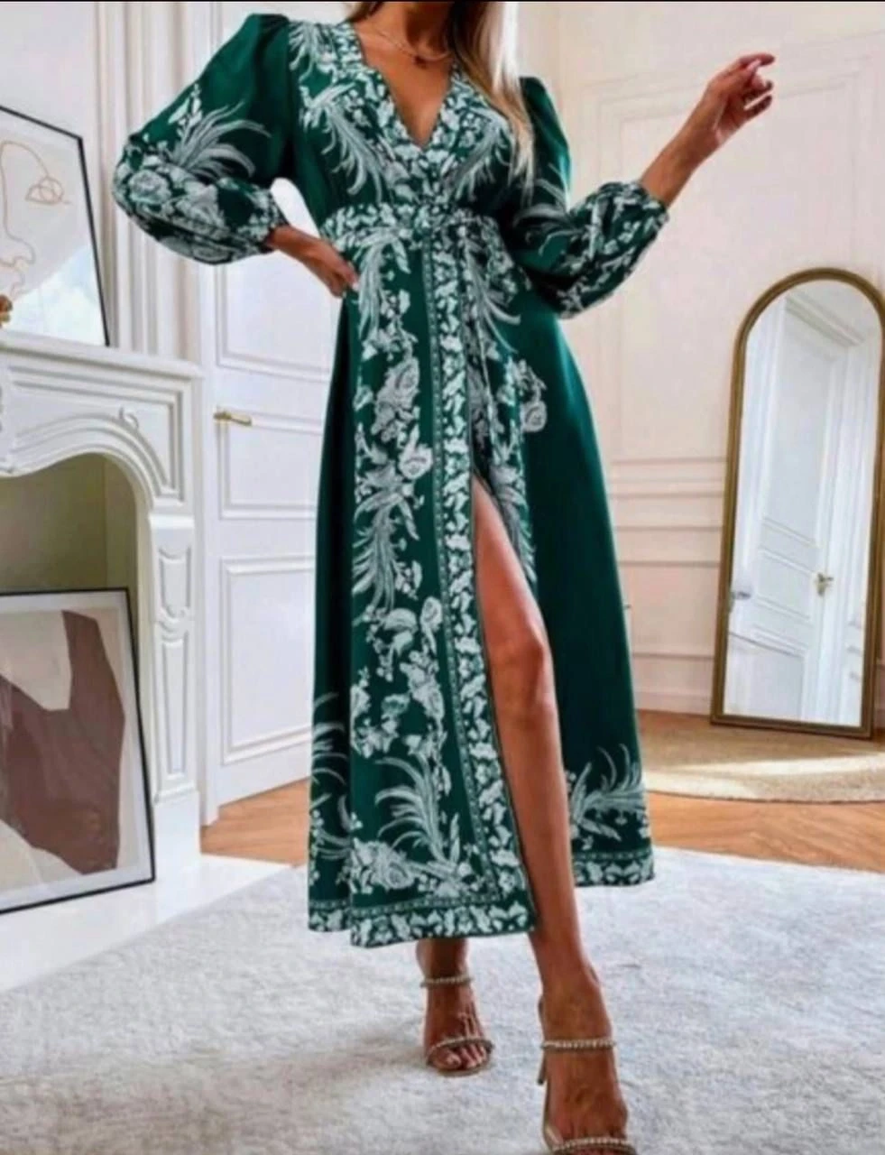 Zmmrman Desen Anvelop Klos Elbise İthal Krep Kumas