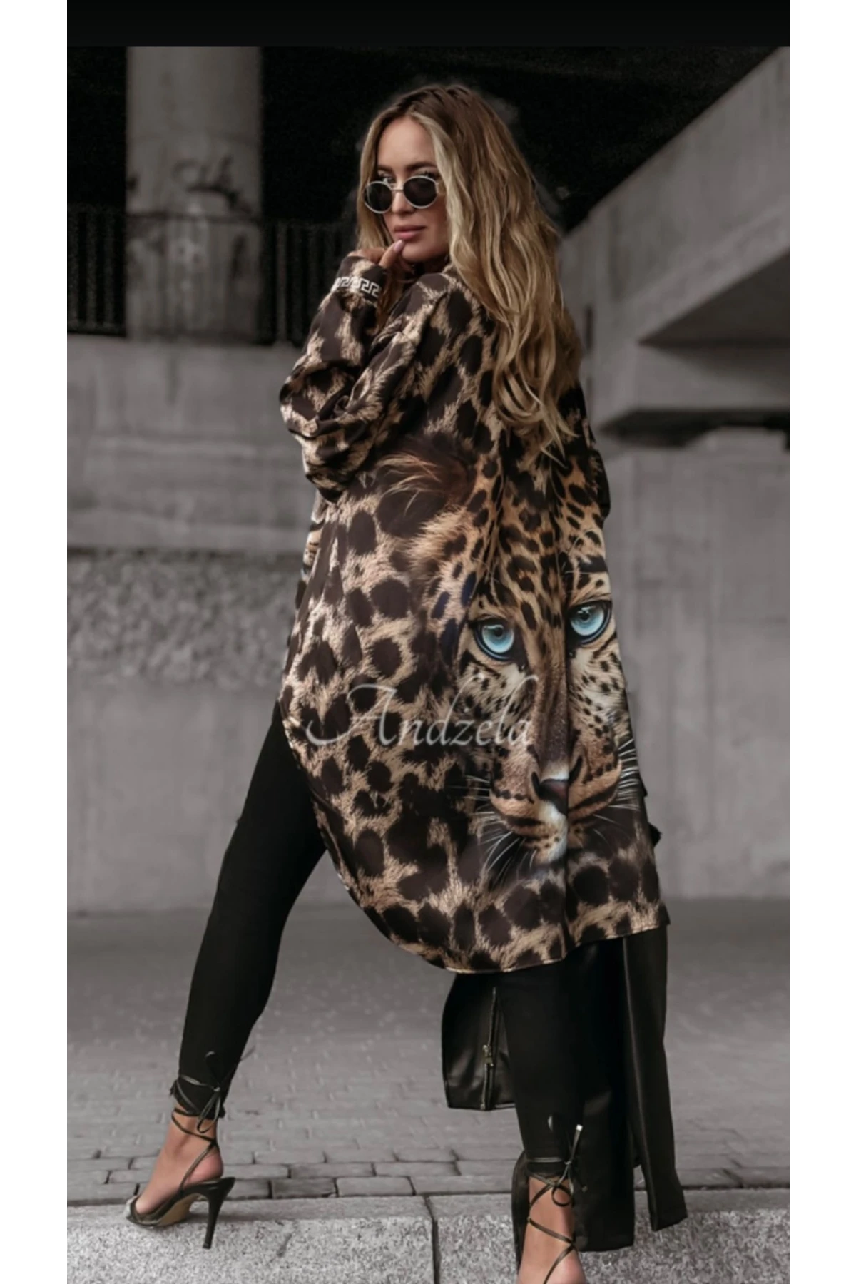 Kaplan Desen Tunik Gömlek  İthal Krep Kumas