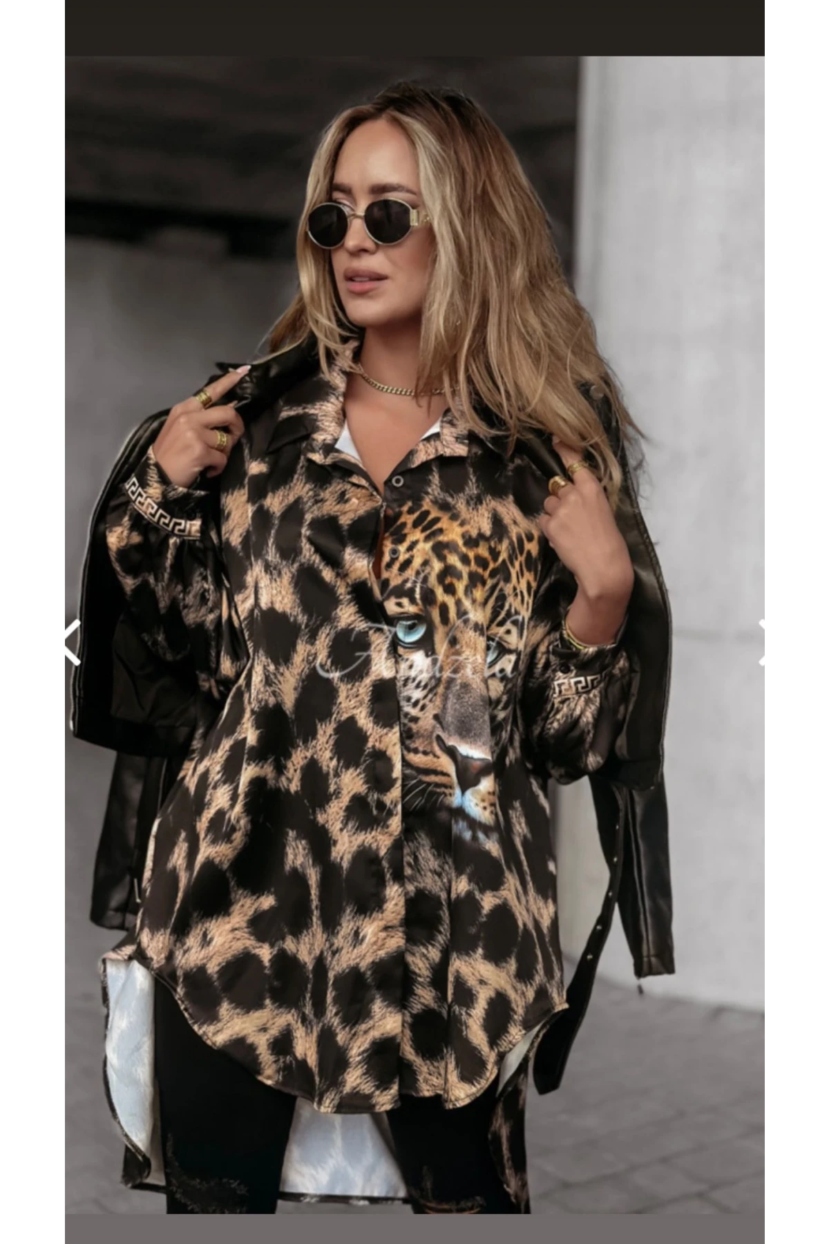 Kaplan Desen Tunik Gömlek  İthal Krep Kumas