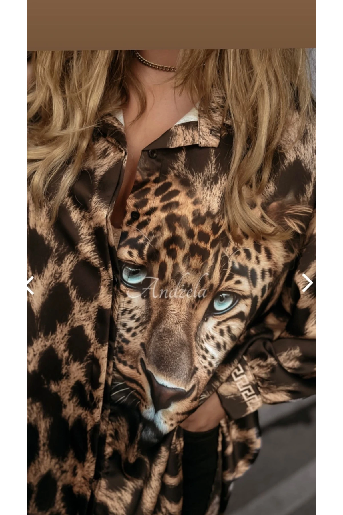 Kaplan Desen Tunik Gömlek  İthal Krep Kumas