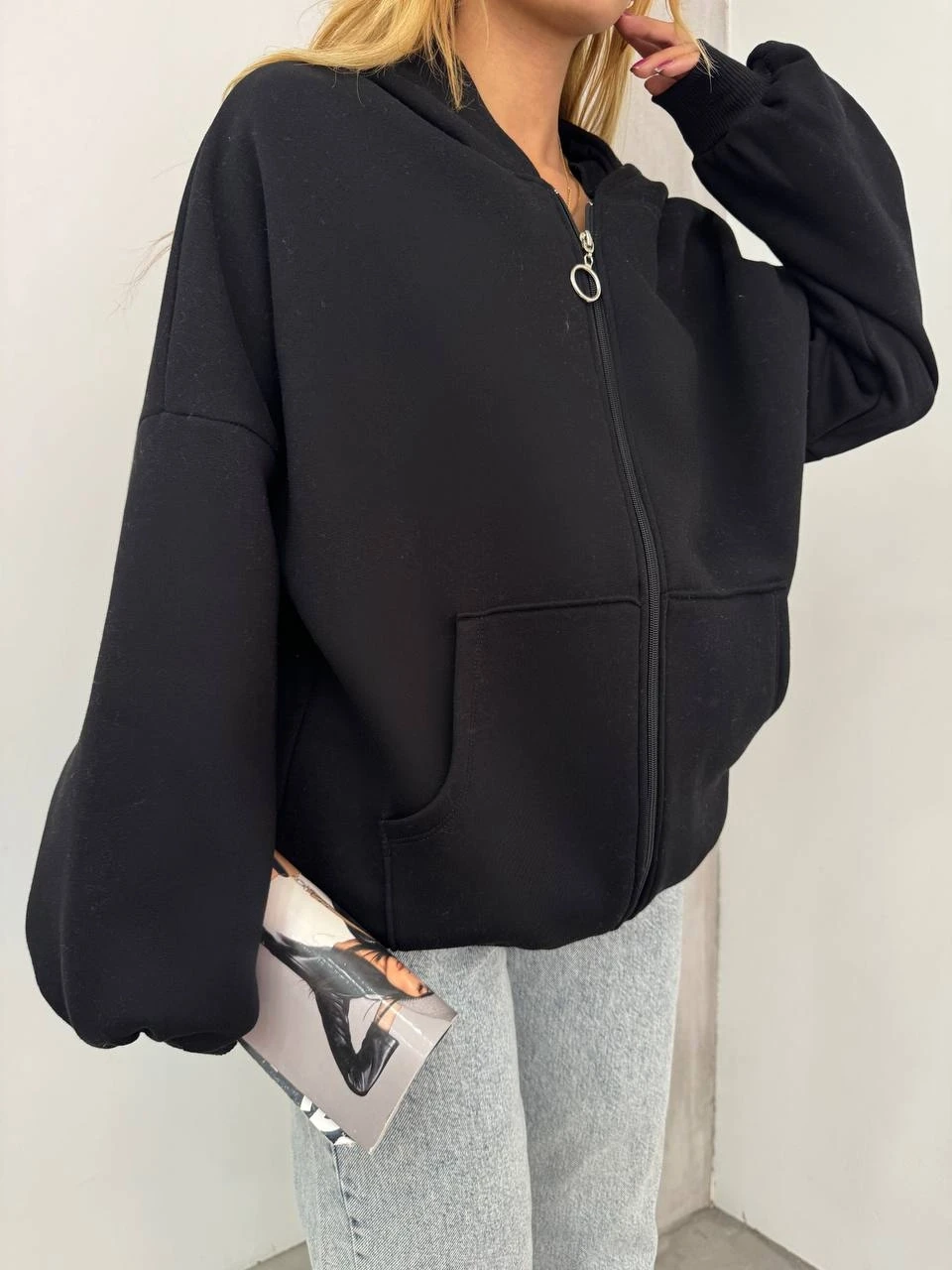 3  İplik Fermuarlı Hoodie