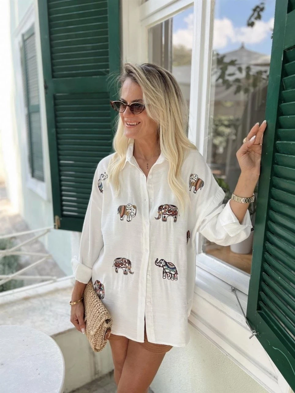 A  Kalite Premium Fil Nakış Gömlek