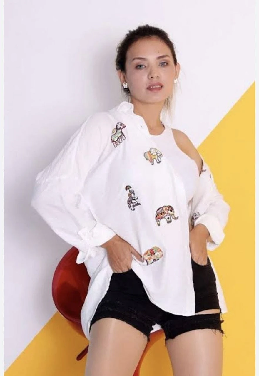 A  Kalite Premium Fil Nakış Gömlek