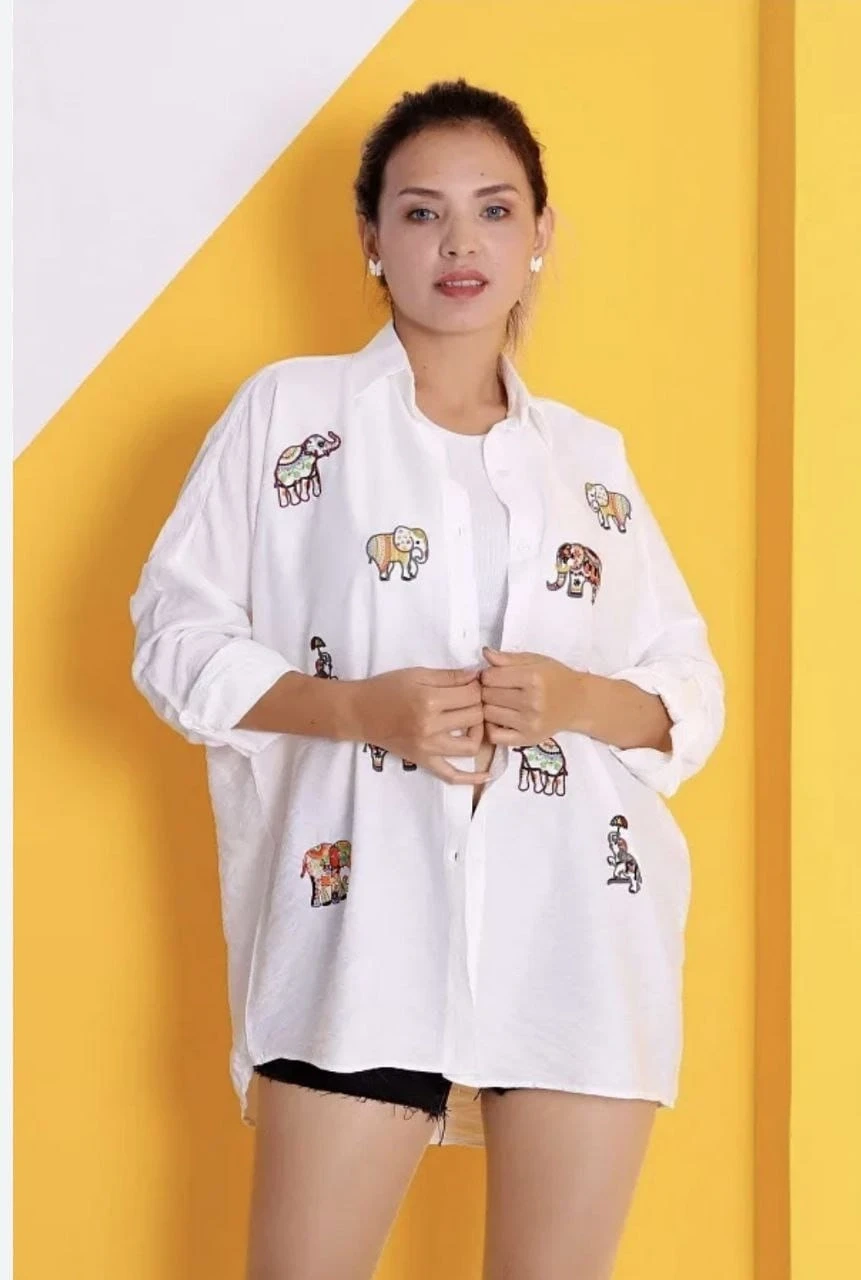 A  Kalite Premium Fil Nakış Gömlek