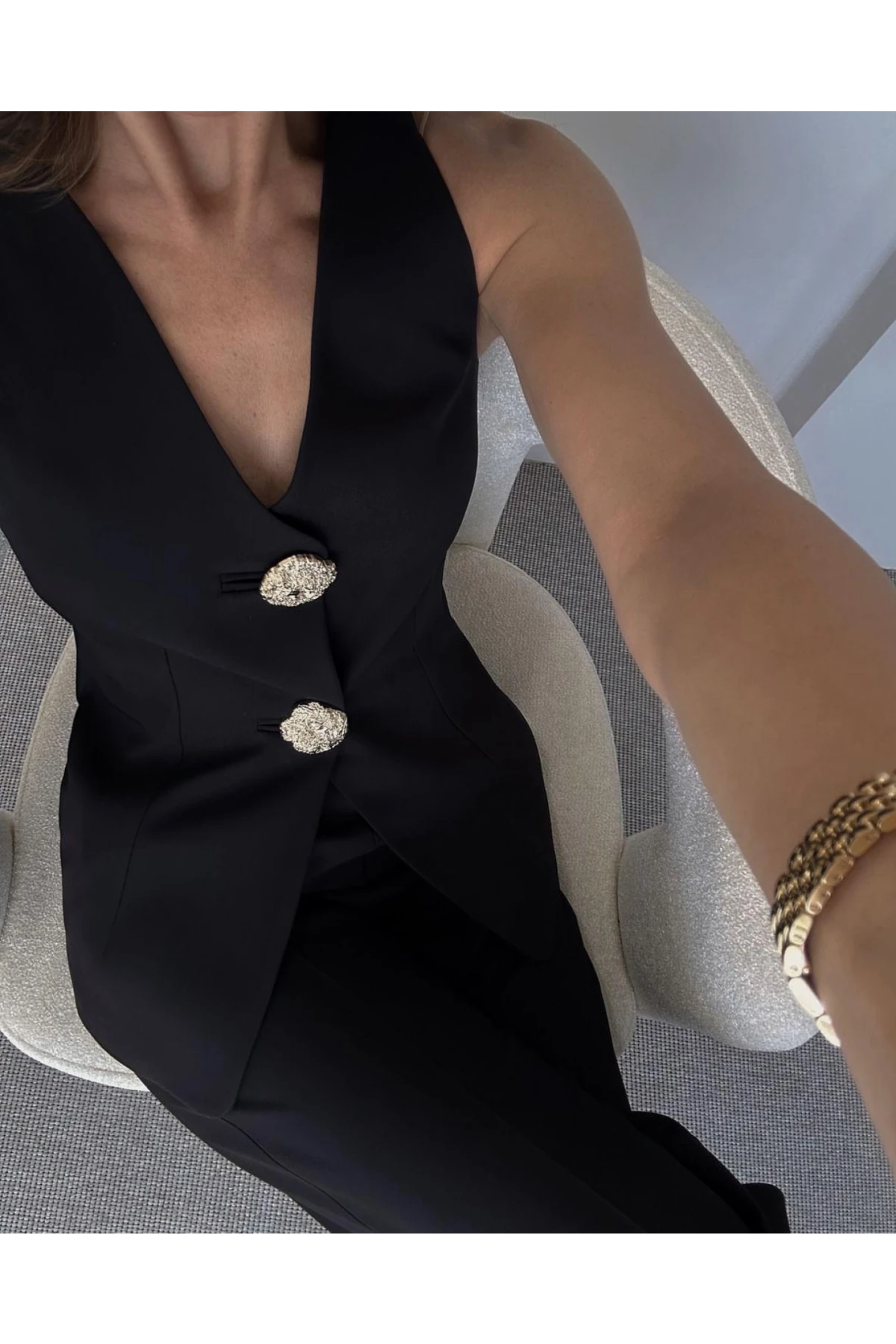 Atlas Kumaş Yelekli Takım