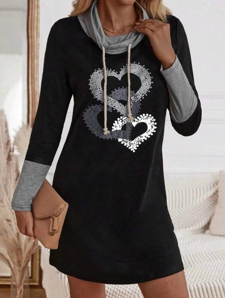 Balıkçı Yaka Bağcıklı İki  İplik Elbise