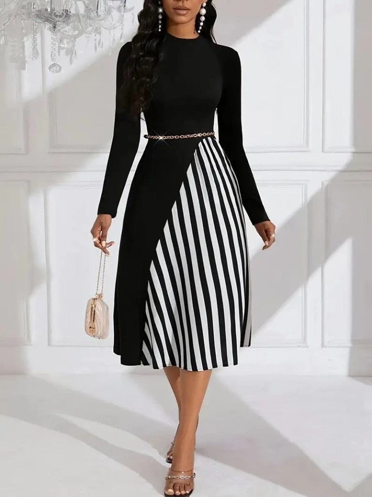 Balıkçı Yaka Şerit Detaylı Dalgıç Elbise