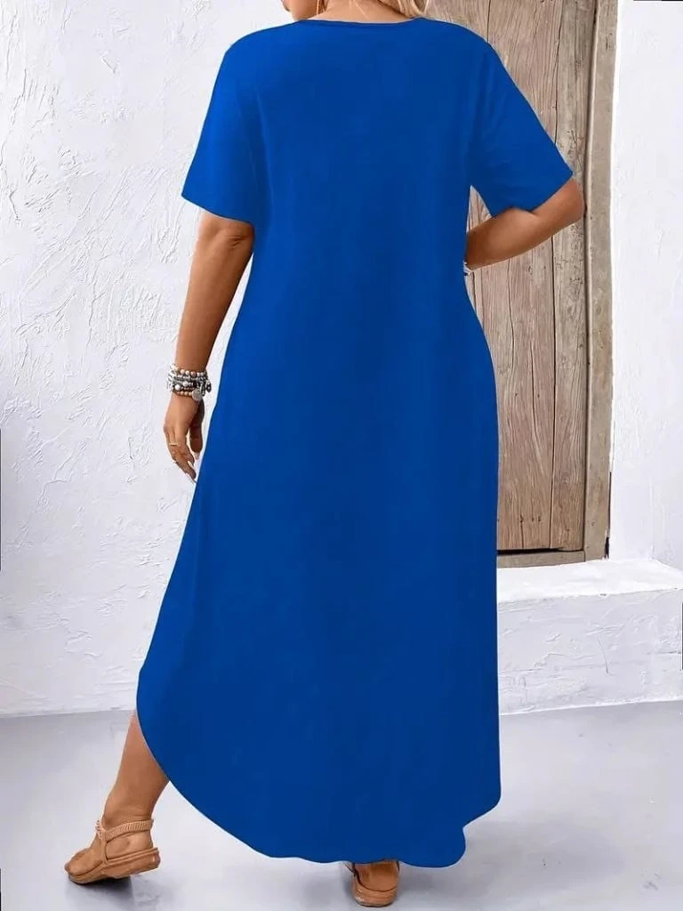 Bisiklet Yaka Cepli Salaş Viskon Elbise