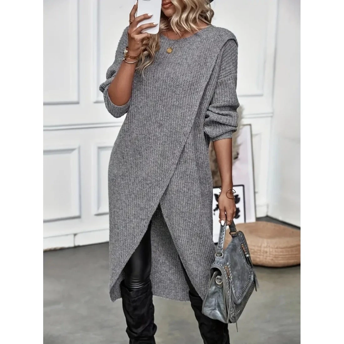 Çapraz Kesim Triko Elbise&Tunik