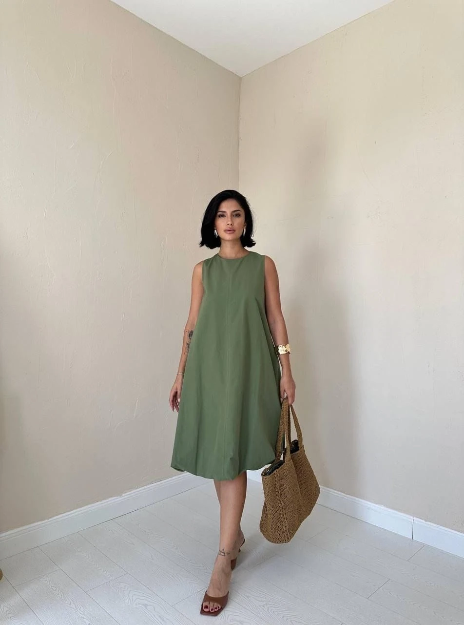 Comfort Balon Elbise Yeşil