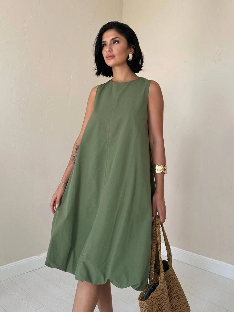 Comfort Balon Elbise Yeşil