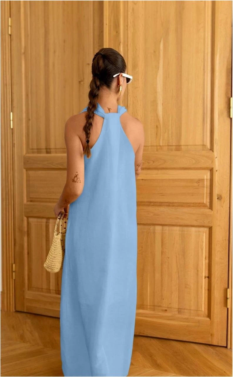 Dabıl Atlas Kumaş Cep Ve sırt Detaylı Elbise