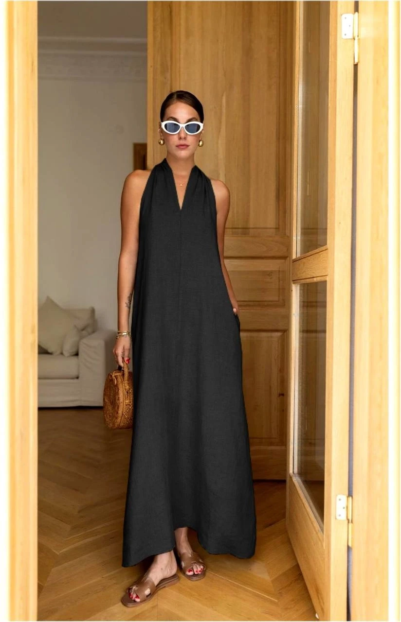 Dabıl Atlas Kumaş Cep Ve sırt Detaylı Elbise