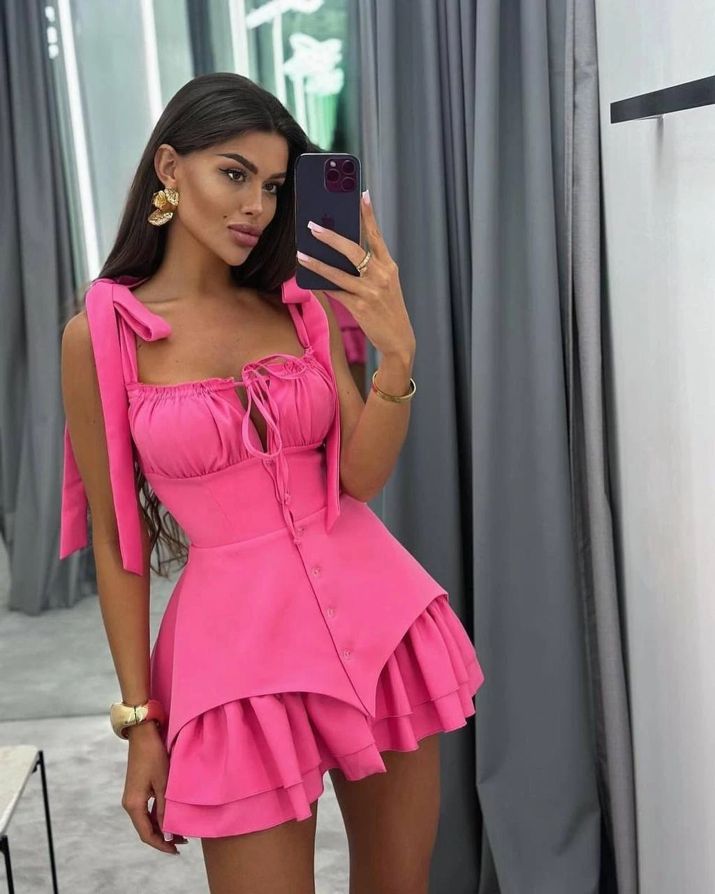 Dalgıç ve Sandy Kumaş Astarlı Düğmeli Korse Elbise