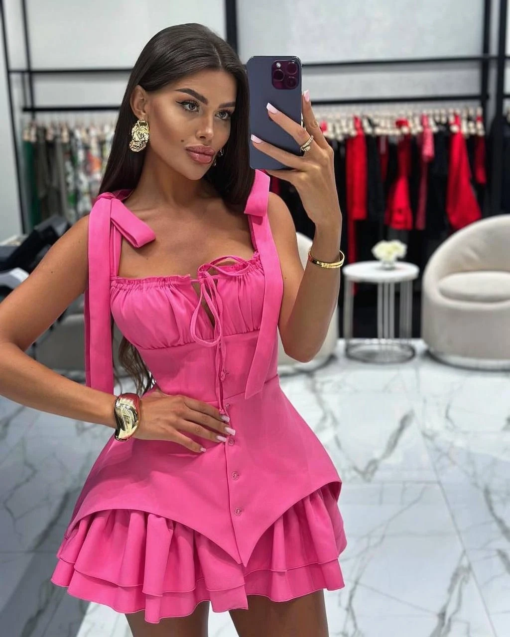 Dalgıç ve Sandy Kumaş Astarlı Düğmeli Korse Elbise