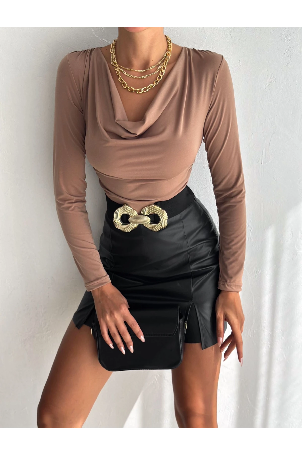 Degaje Yaka Sandy Kumaş Bluz