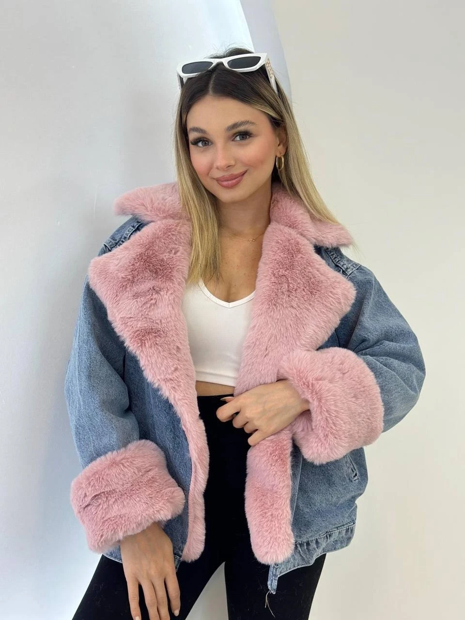 Denim Yıkamalı İçi Peluş Mont
