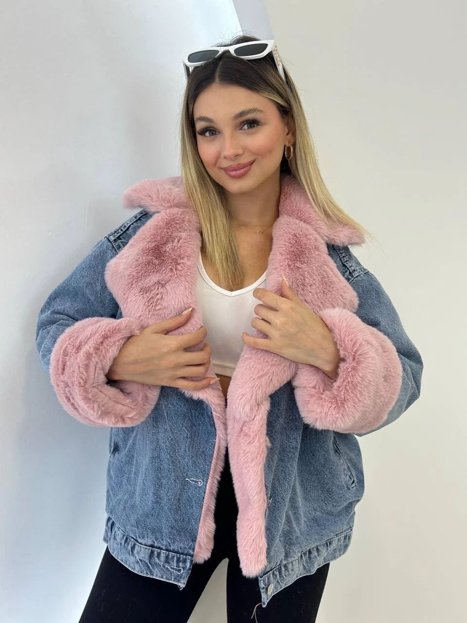 Denim Yıkamalı İçi Peluş Mont