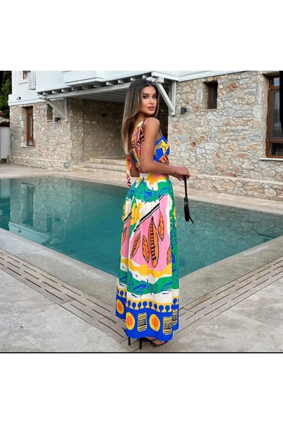 Desenli Crop & Etek Takım