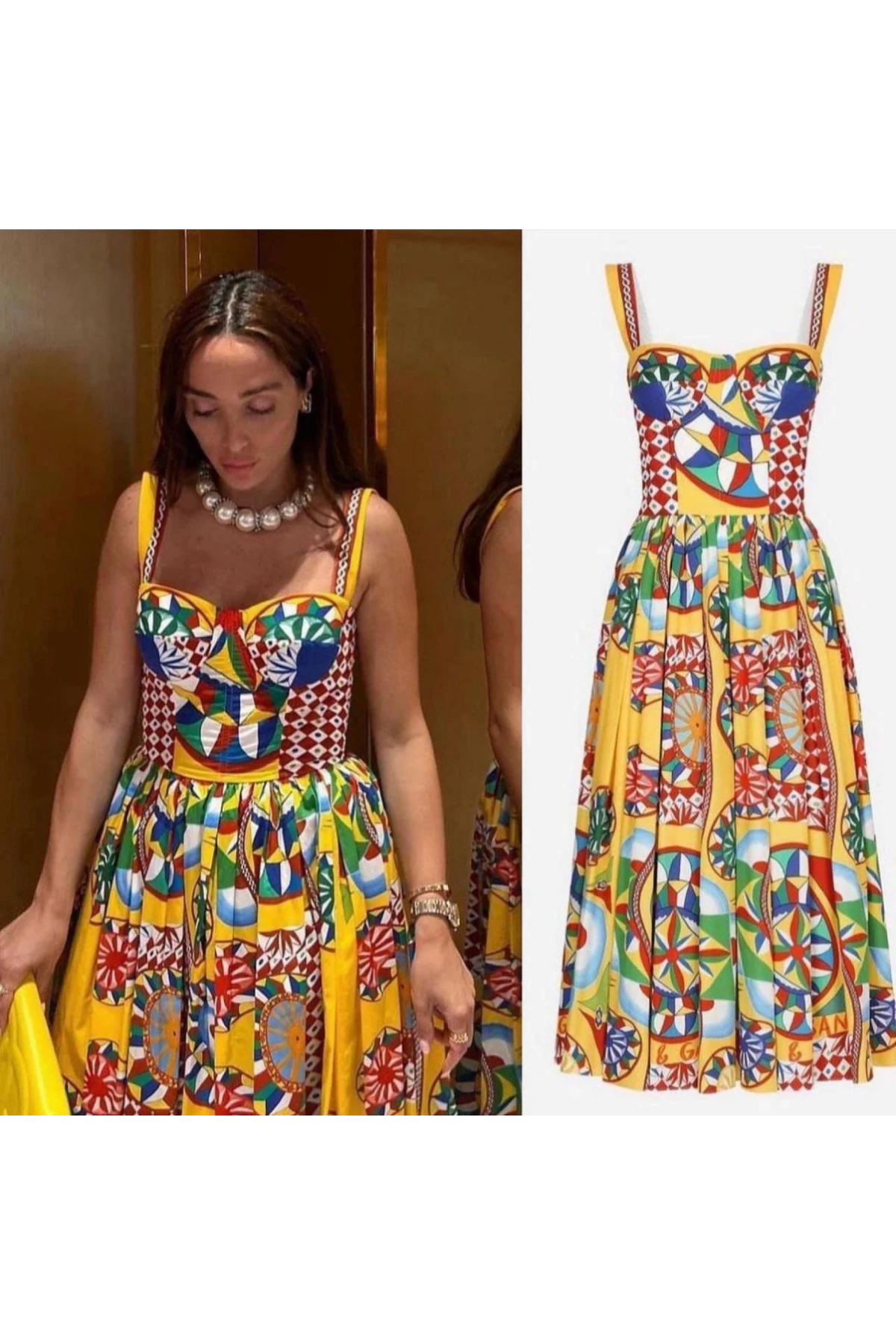 DG Yazılı Elbise İthal Krep Kumaş