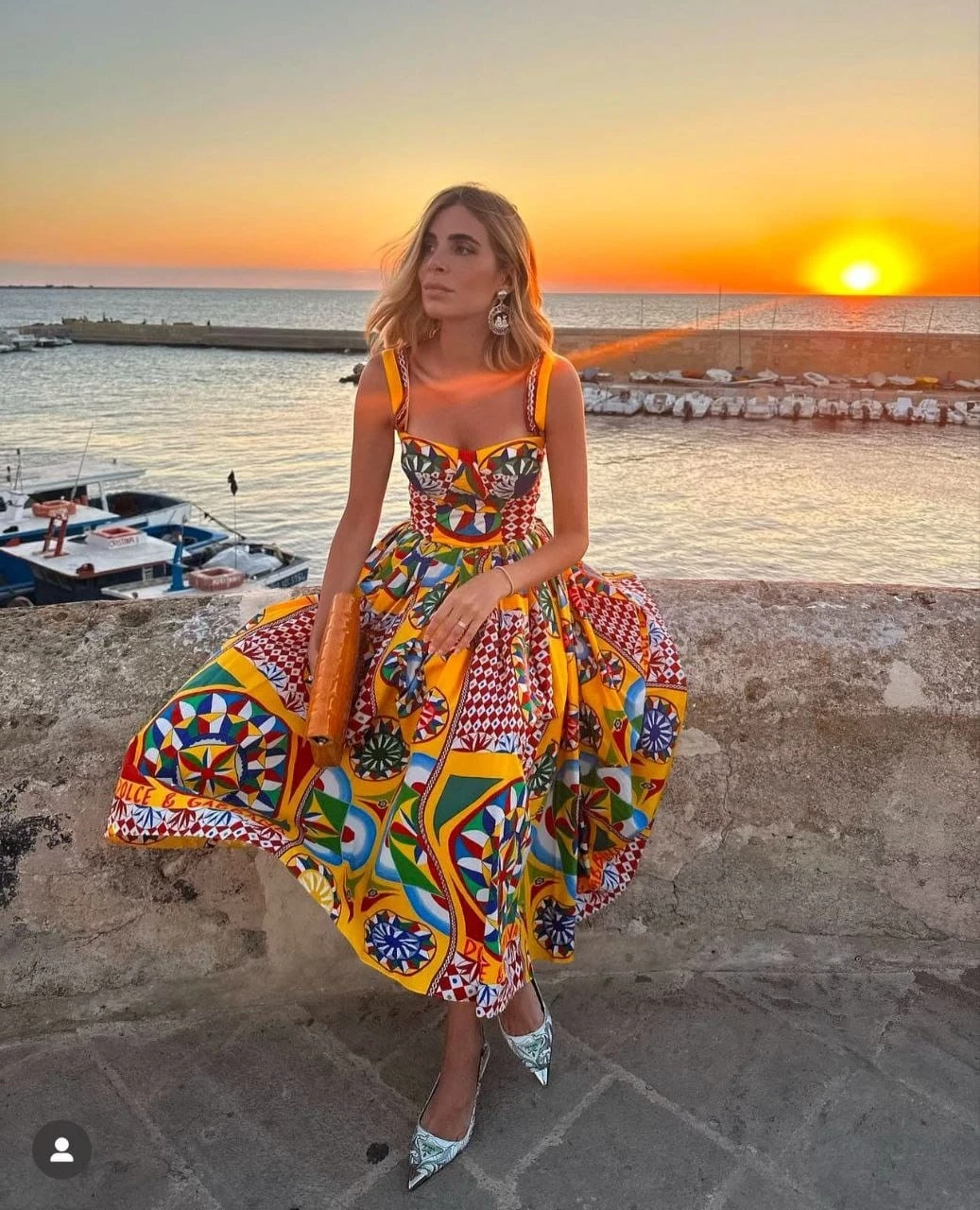 D&G Desenli Elbise İthal Krep Kumaş Elbise