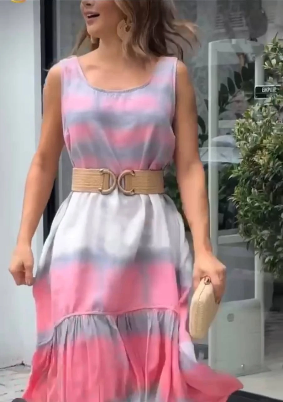 Dijital Baskı Keten Elbise