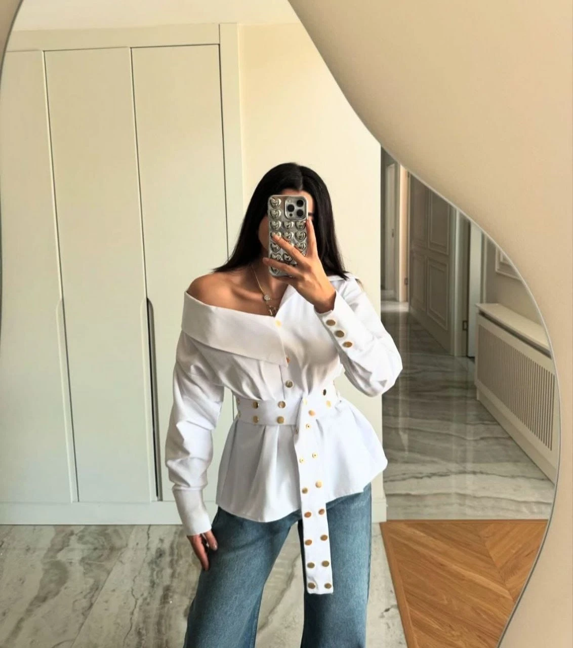 Droplu Atlas Kumaş Gömlek