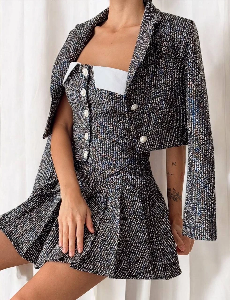 Düğme Detaylı 3lü Takım