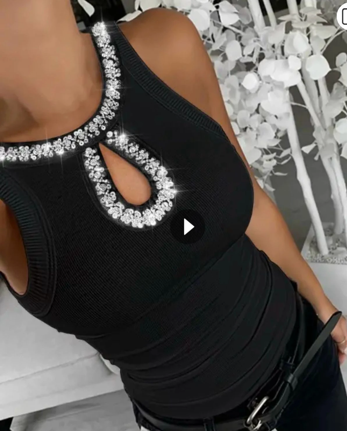 Fitilli  Kaşkorse Kumaş Birleşik Taşlı Bluz