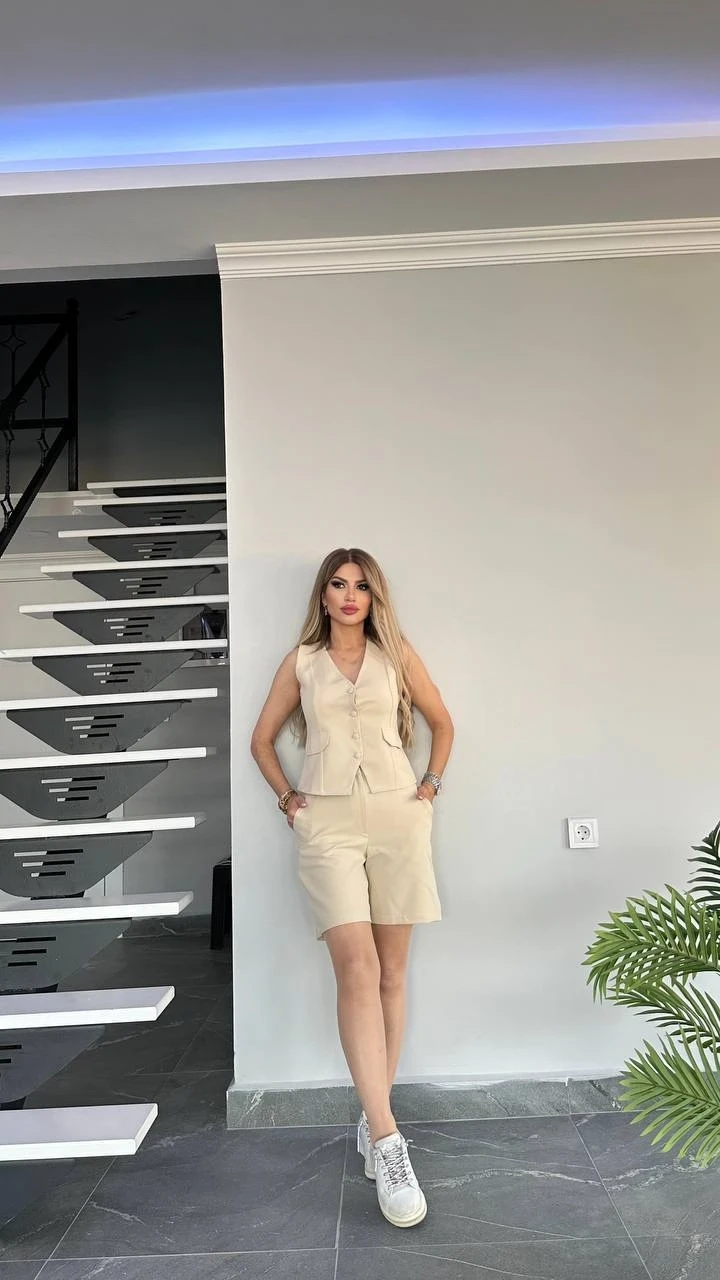 İthal Atlas Kuma Yelekli Şortlu Takım