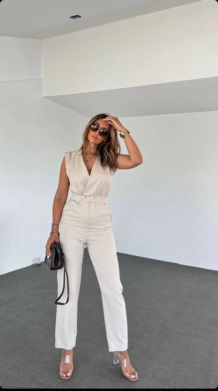 İthal Atlas Kumaş Düğme Detaylı Tulum