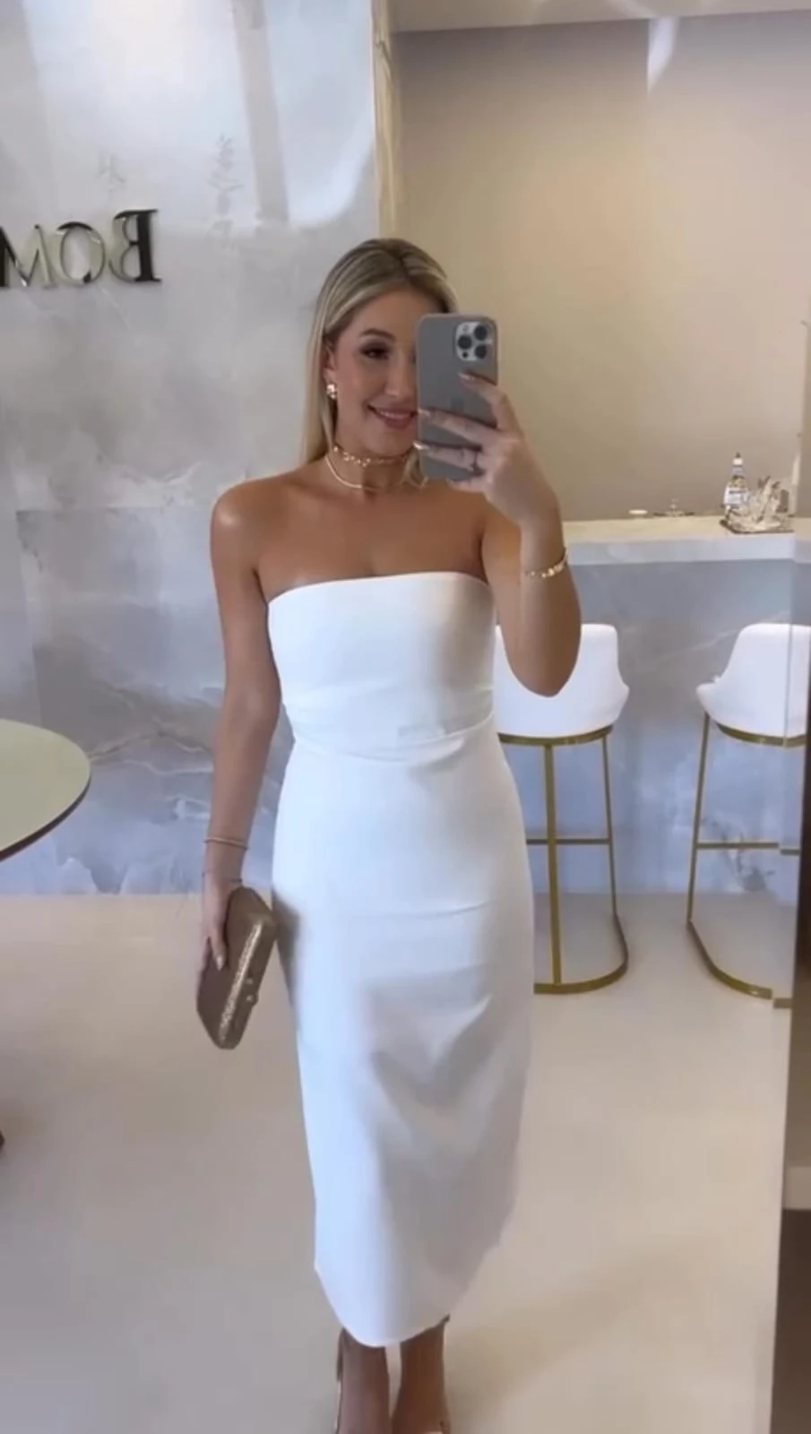 İthal Atlas Kumaş Straplez Astarlı Elbise