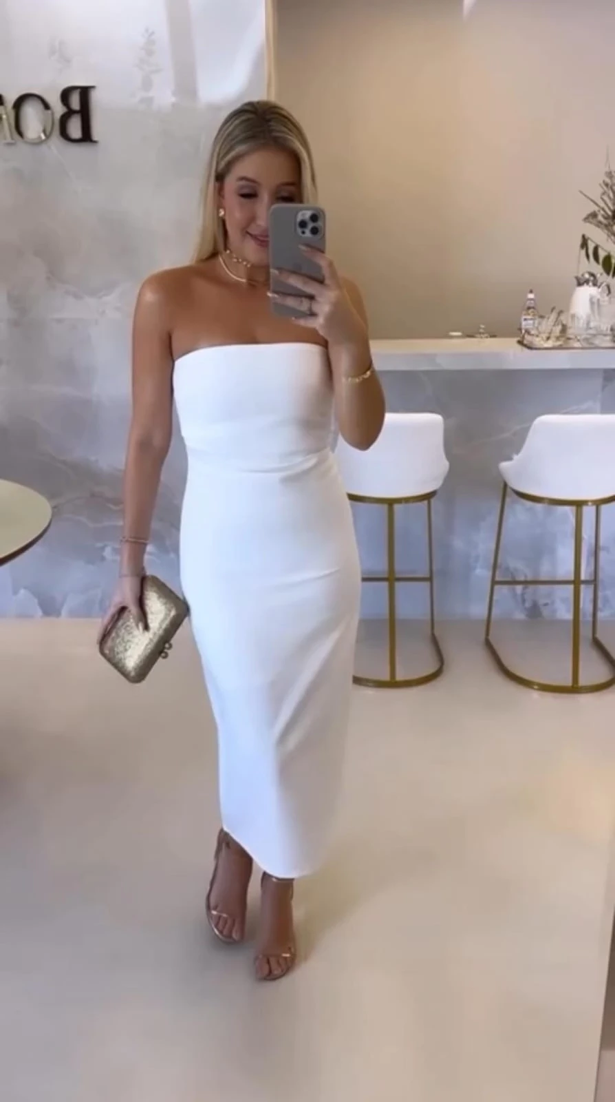 İthal Atlas Kumaş Straplez Astarlı Elbise