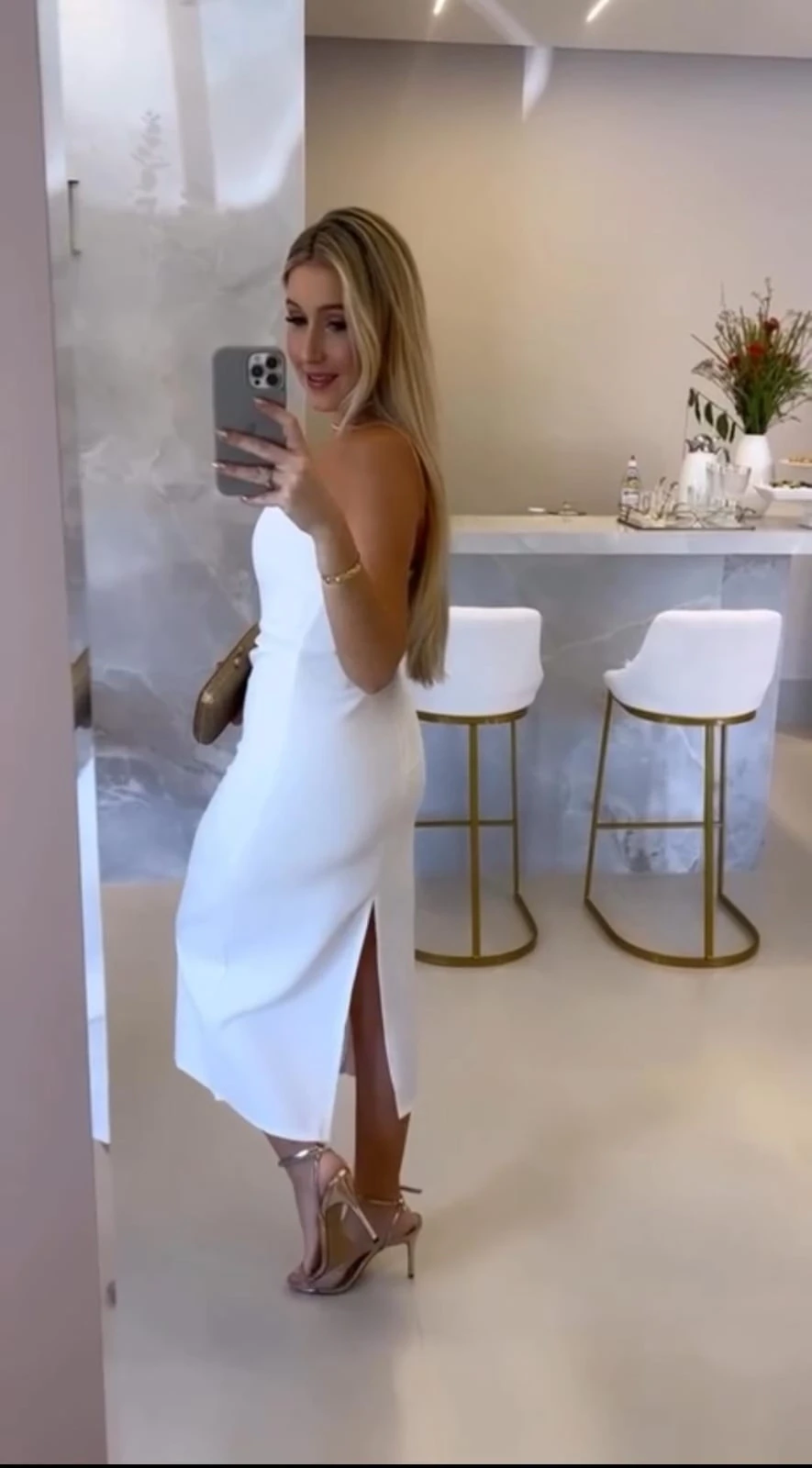 İthal Atlas Kumaş Straplez Astarlı Elbise