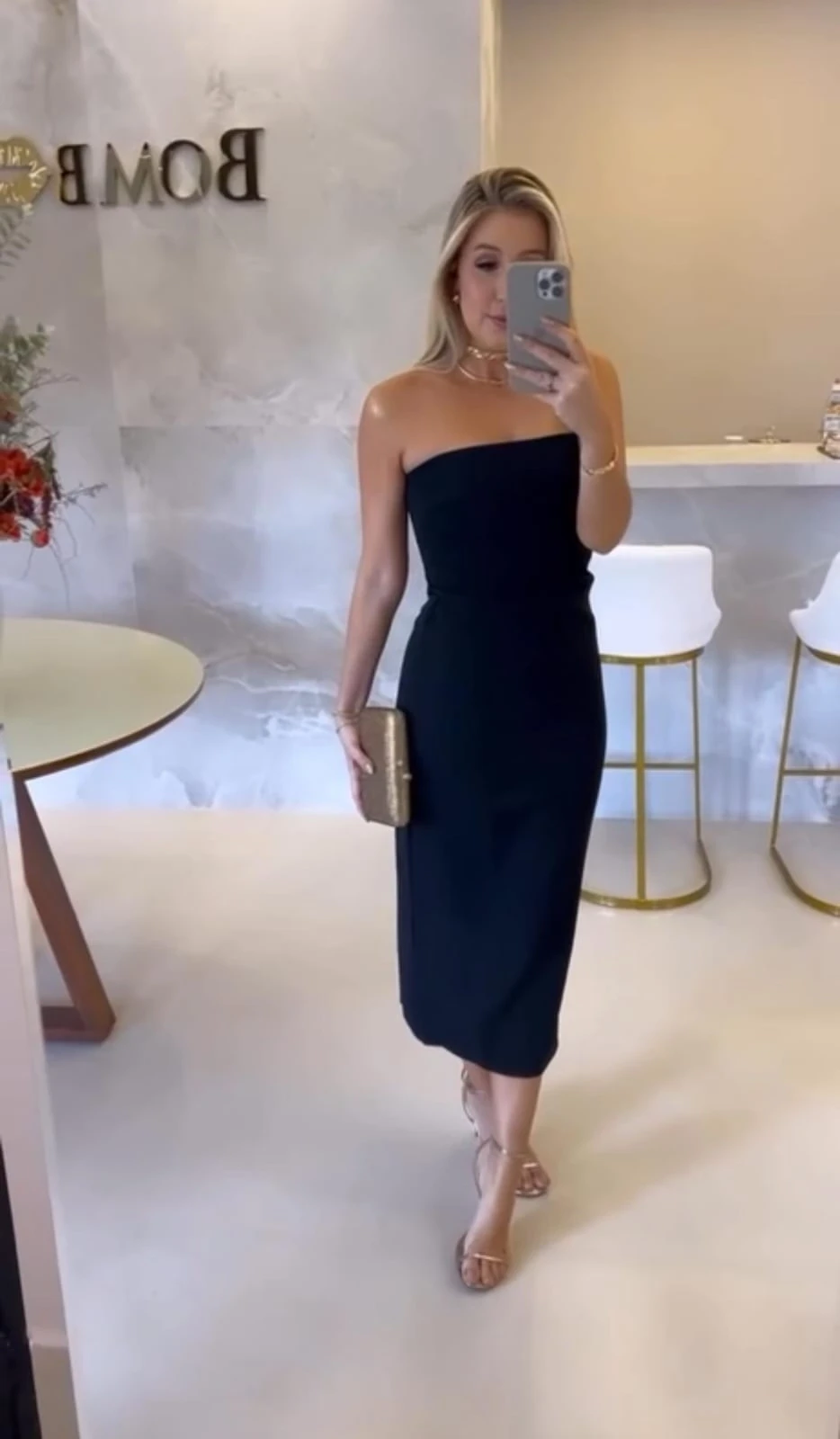 İthal Atlas Kumaş Straplez Astarlı Elbise