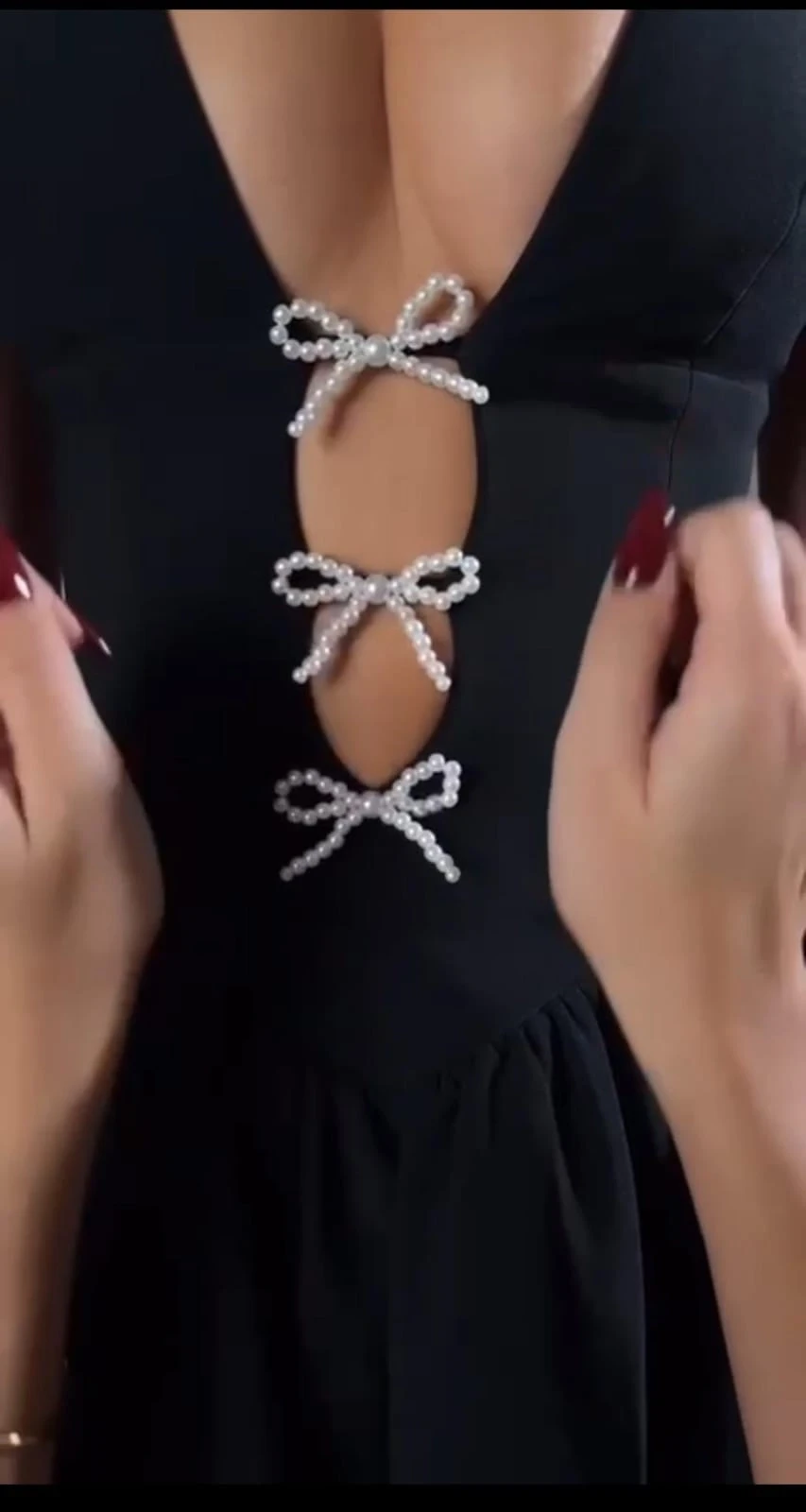 İthal Dabıl Kumaş Boncuklu Tasarım Elbise