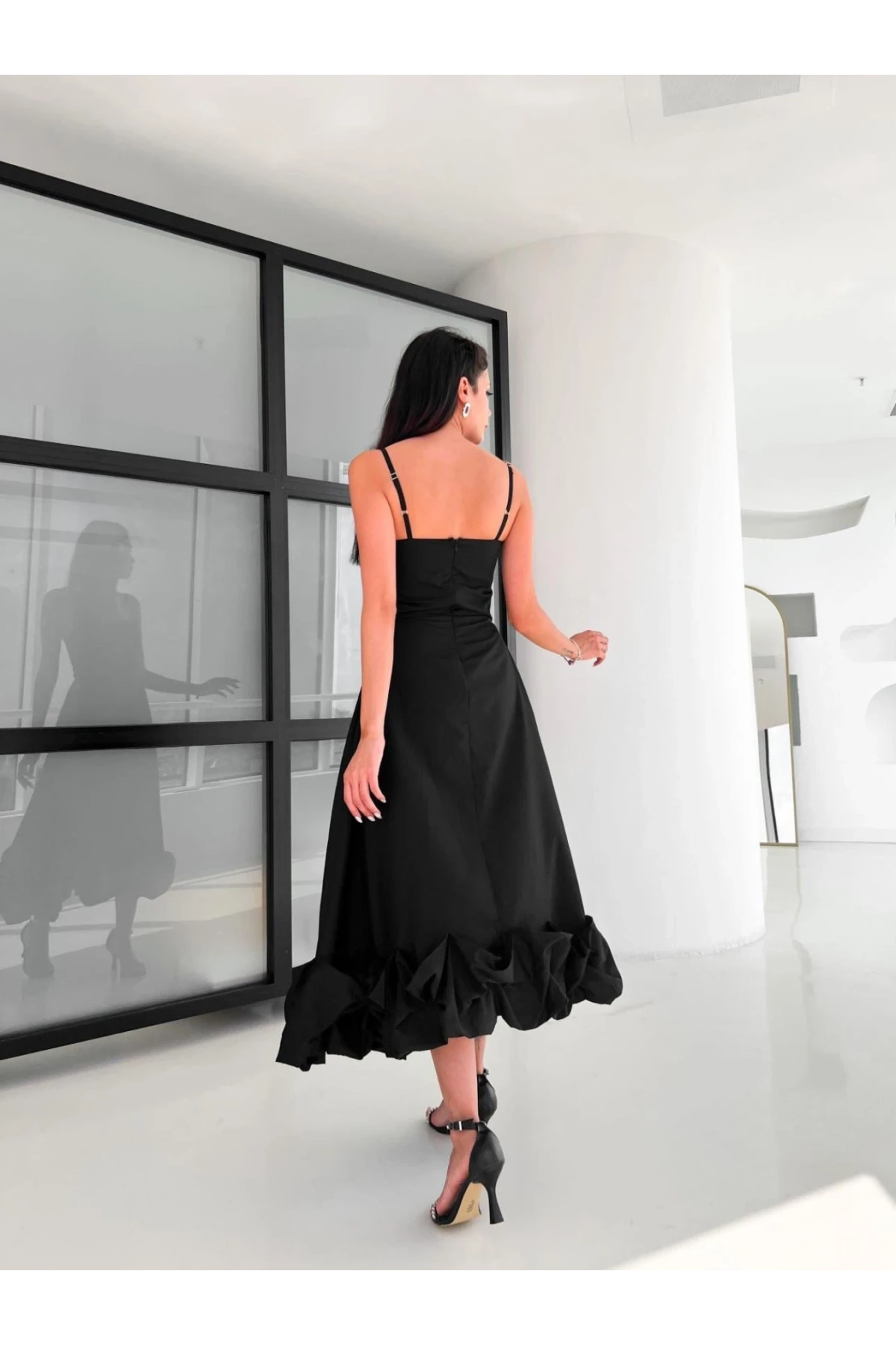 İthal Dabıl Kumaş Maxi Tasarım Elbise