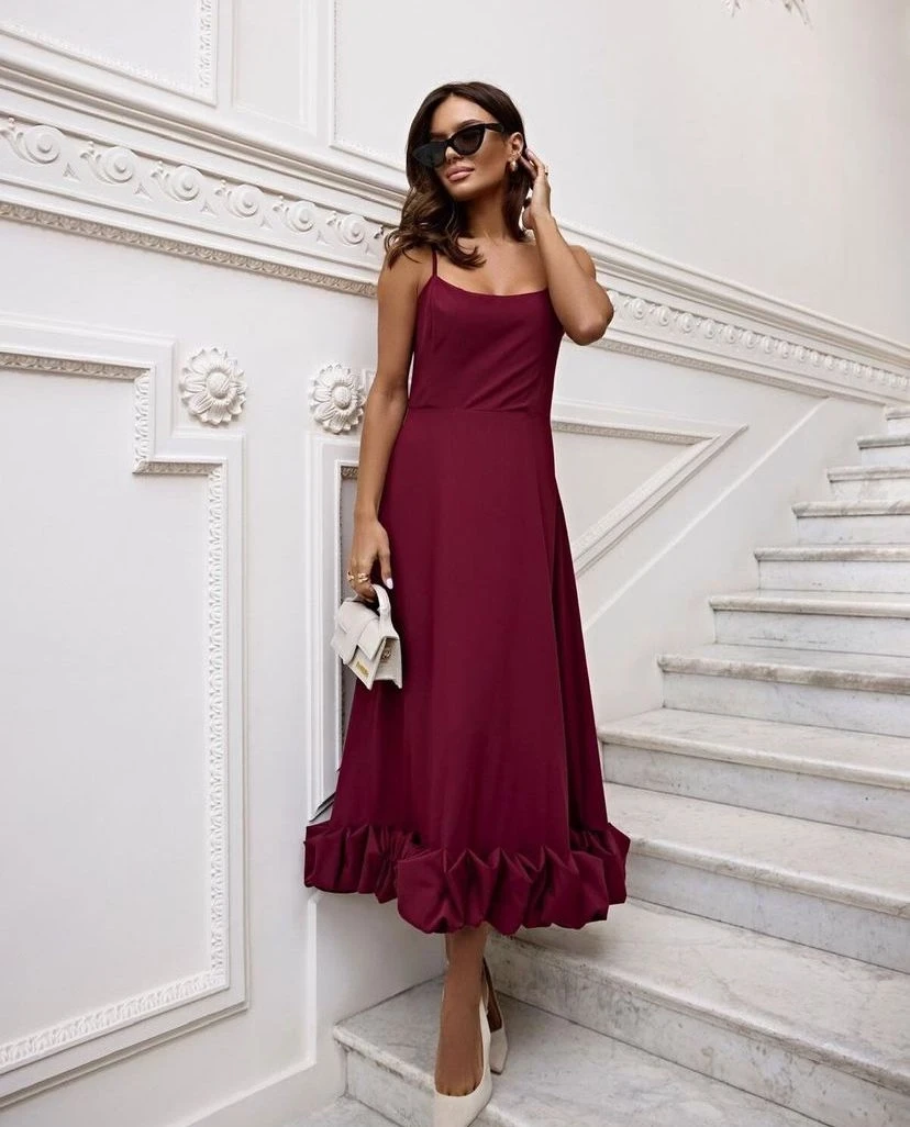 İthal Dabıl Kumaş Maxi Tasarım Elbise