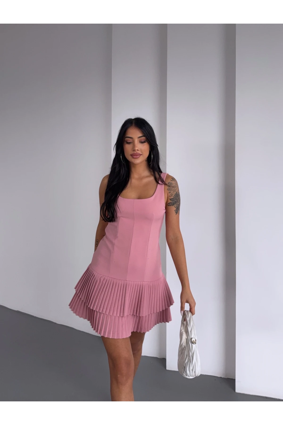 İthal Dabıl Kumaş Piliseli Z@ra@ Model Elbise ** İçi şortludur