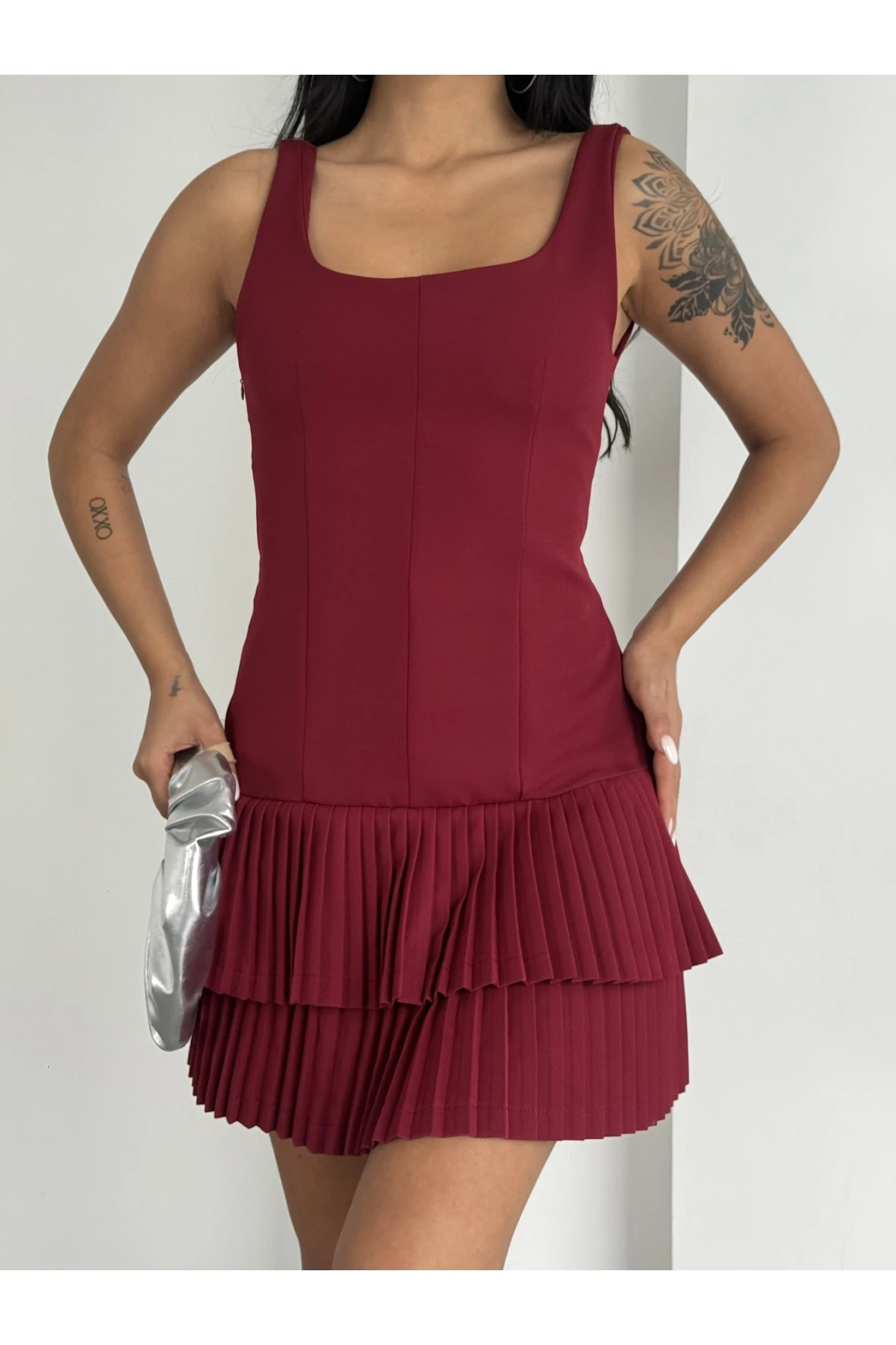 İthal Dabıl Kumaş Piliseli Z@ra@ Model Elbise ** İçi şortludur